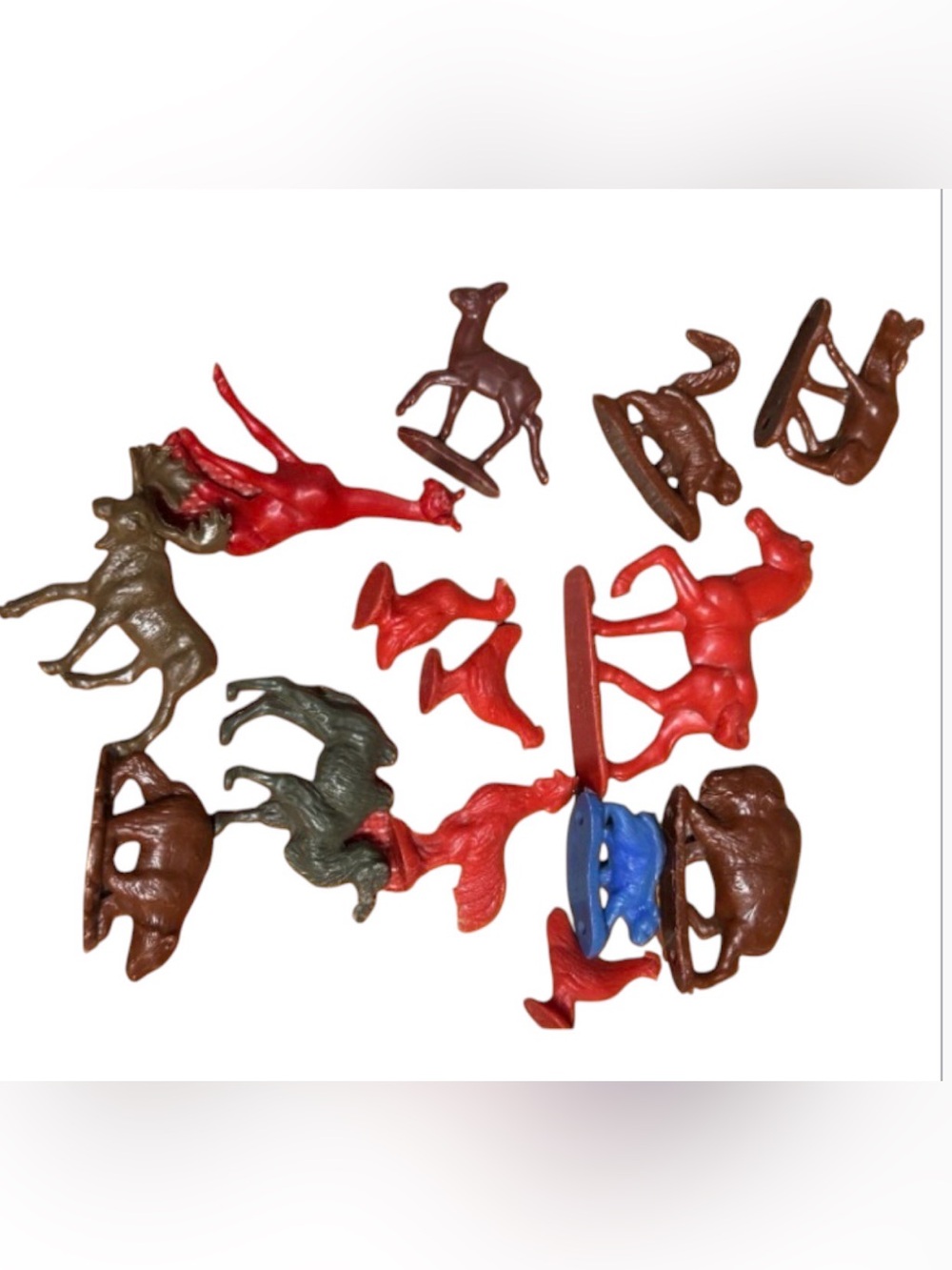 Vintage Reliable Plastic Toy Animals Figures Lot of 14 Moose, Bear, Goose
